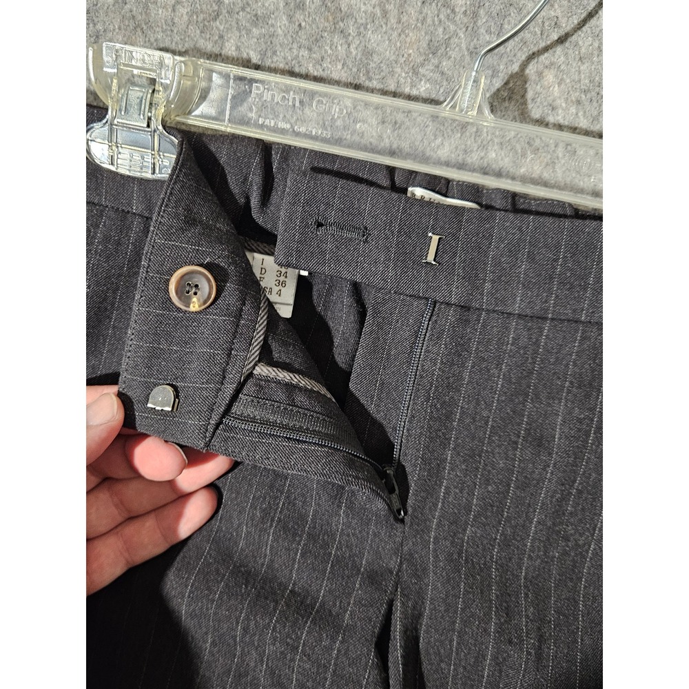 Brunello Cucinelli Trousers Women 4 Gray Pinstripe Wool Blend Italy - Picture 5 of 12